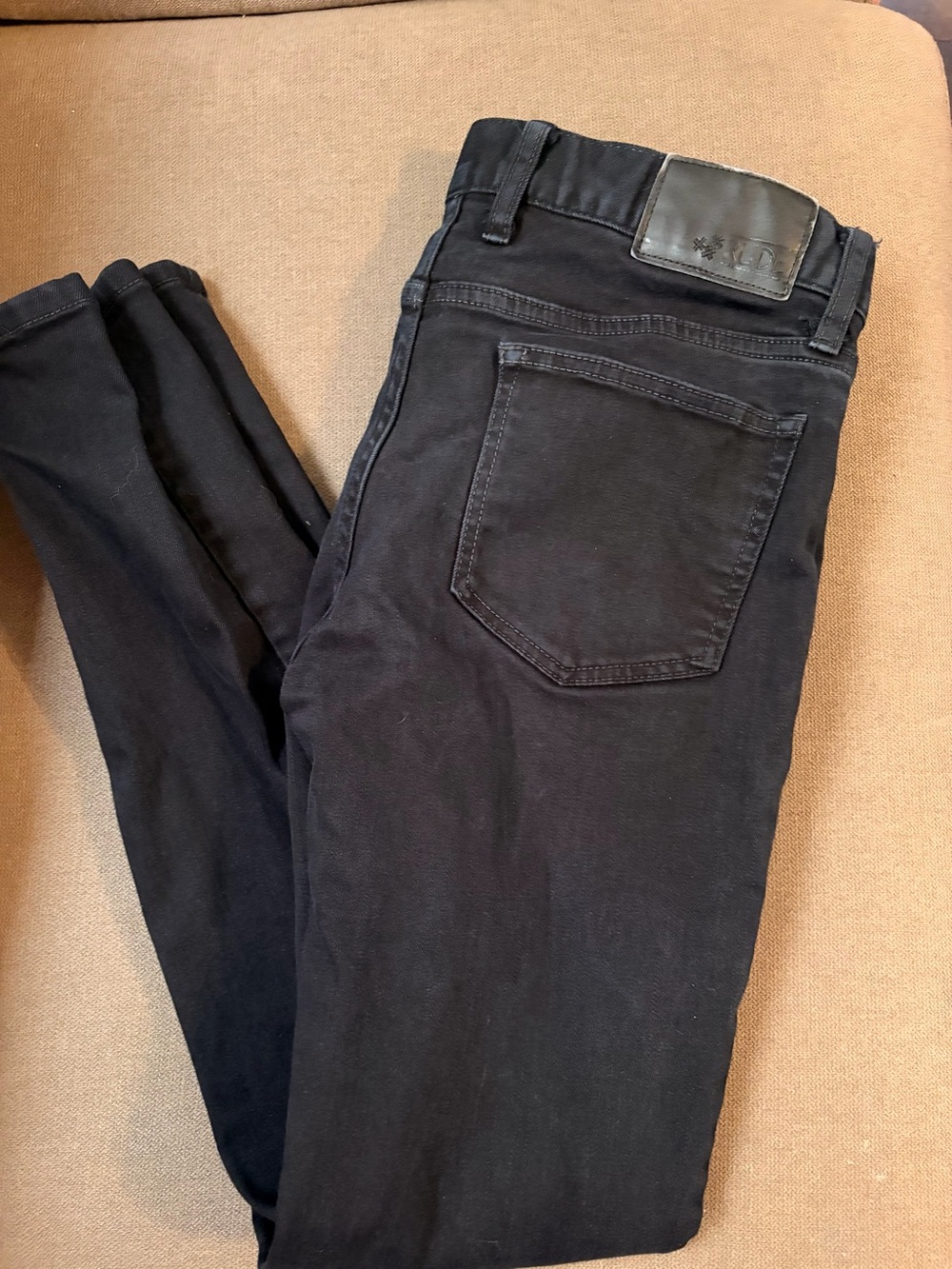 RUDE brand Slim Black Men's Skinny Jeans with Back Pocket Detail